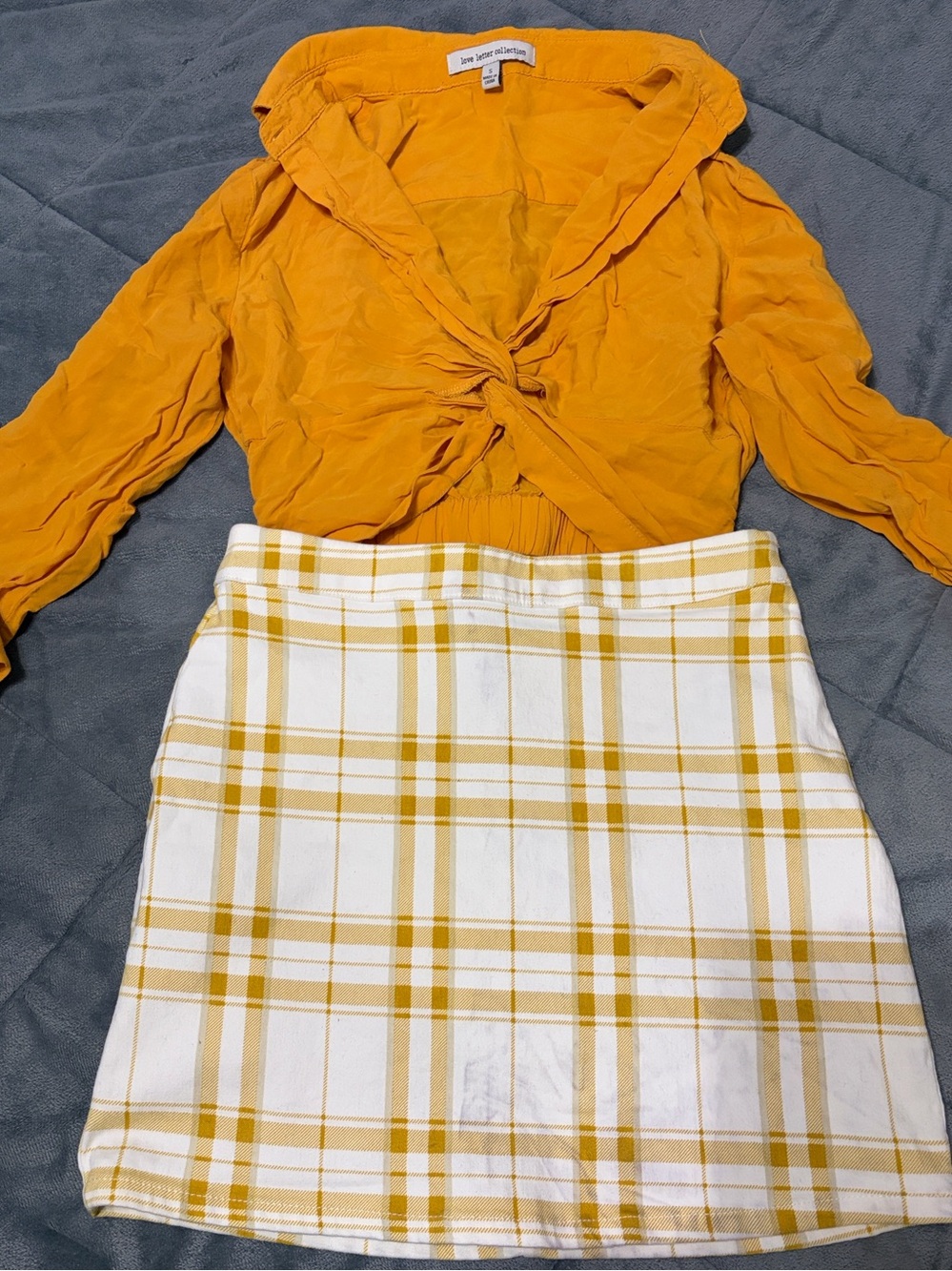 Mustard Plaid Mini Skirt - Women